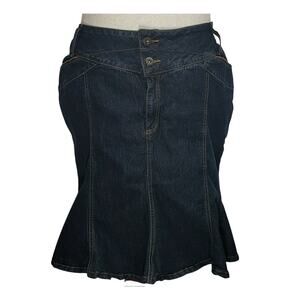 Just Blu Vintage Trumpet Denim Skirt 22  Dark Wash Mermaid Western Flounce Hem